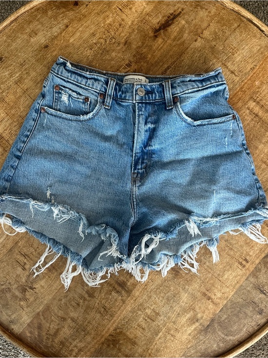Abercrombie & Fitch Pants - Abercrombie & Fitch Medium Blue Distressed Denim Cutoff Shorts